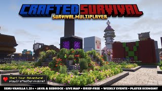 Превью видео «Crafted Survival SMP | Semi-Vanilla 1.21.4 | Java & Bedrock Cross Play» о сервере Crafted Survival