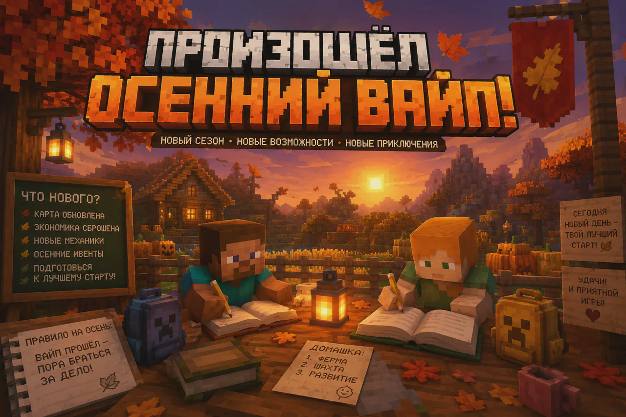 Обложка новости «🔥 Вайп на семи режимах и награды топ-игрокам!» — сервер FunnyMC