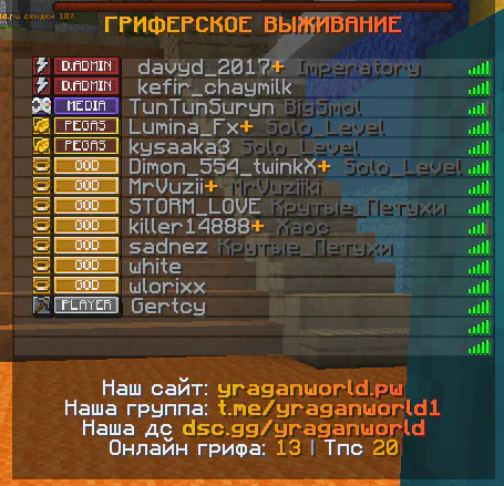 Скриншот №1 с сервера YraganWorld